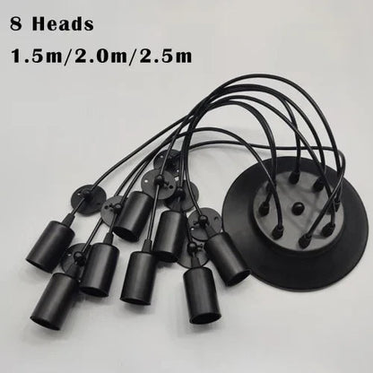 Black Industrial Spider Pendant Light, 6-Light Iron - Decorbites