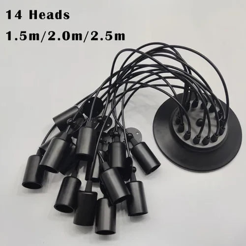 Black Industrial Spider Pendant Light, 6-Light Iron - Decorbites