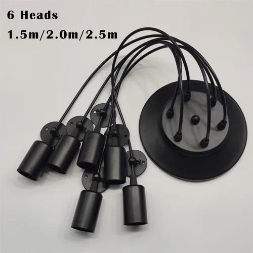 Black Industrial Spider Pendant Light, 6-Light Iron - Decorbites