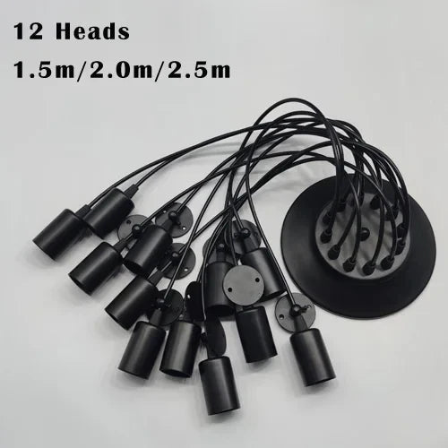 Black Industrial Spider Pendant Light, 6-Light Iron - Decorbites