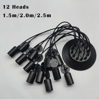 Black Industrial Spider Pendant Light, 6-Light Iron - Decorbites
