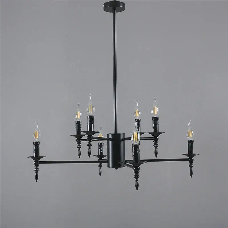 Black wrought iron candle chandelier pendant light with multiple bulbs by decorbites iron art for living room decor