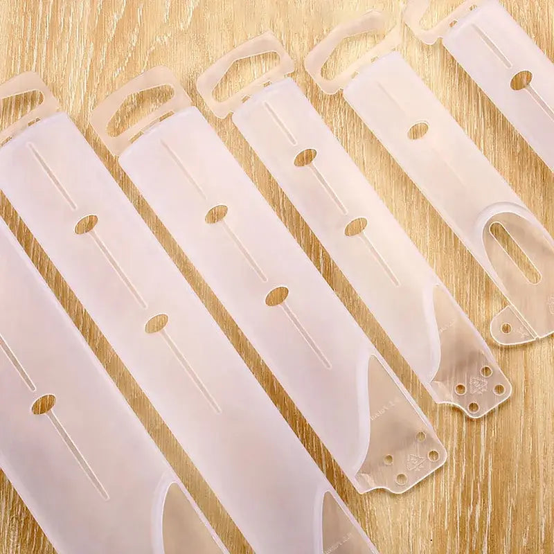 Clear plastic wall-mounted shelf brackets with matte finish and loops for decorbites knife scabbard set hooks
