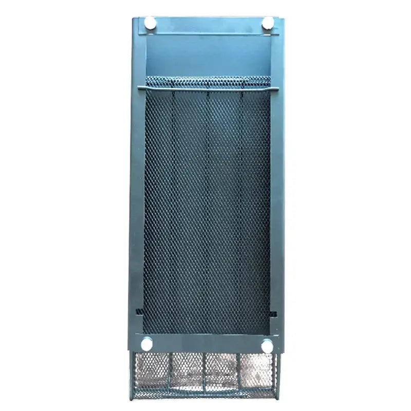 Gray metal mesh wall-mounted coffee capsule holder stand rack with rectangular frame and two compartments for kitchen use