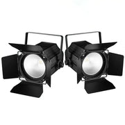 Black led par light with adjustable barn doors and sturdy metal frame for versatile stage lighting effects