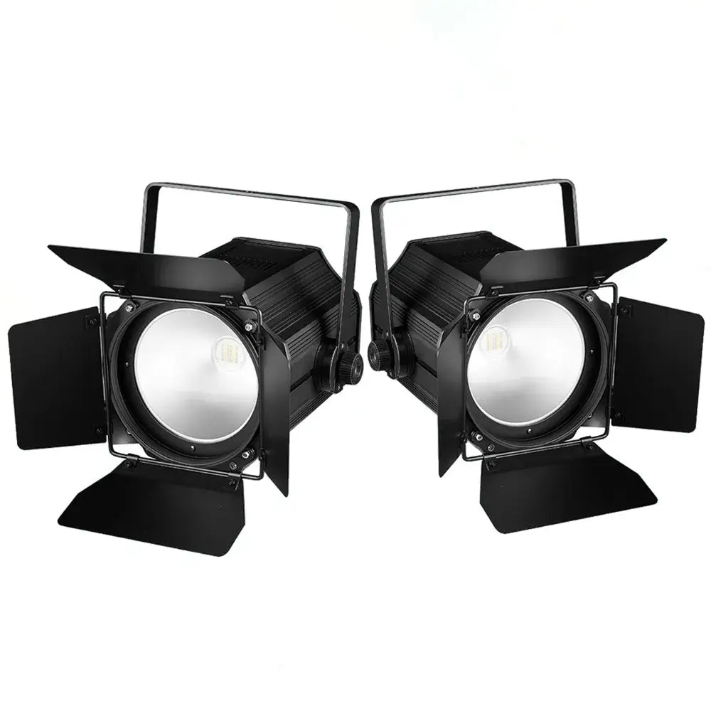 Black led par light with adjustable barn doors and sturdy metal frame for versatile stage lighting effects