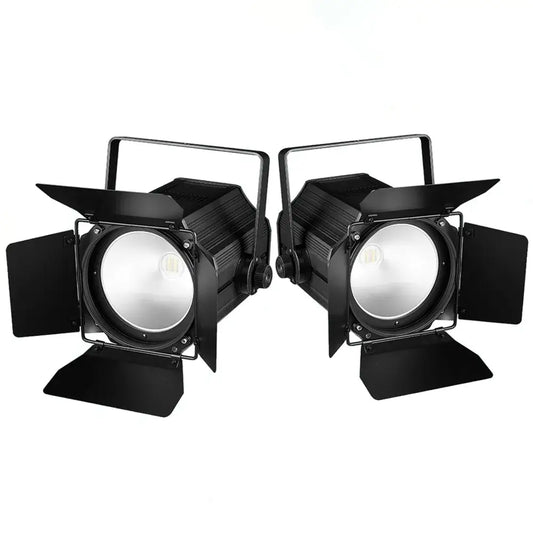 Black led par light with adjustable barn doors and sturdy metal frame for versatile stage lighting effects