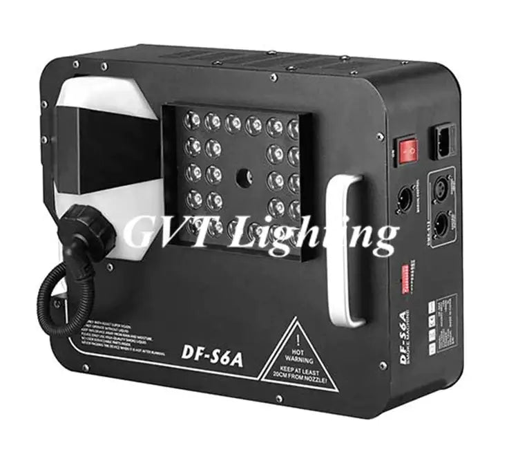 Black led rgb 3in1 smoke machine with rectangular led lighting fixture and white handle for stage decorbites led rgb effects