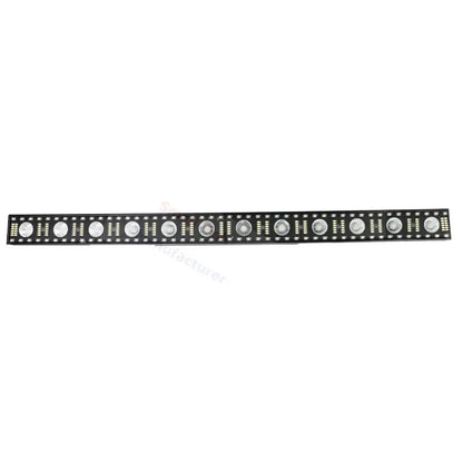 Black led wall wash bar light with sleek elongated design and evenly spaced circular lenses for living room dj strobe effect