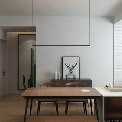 Black Linear Metal LED Pendant Light - Decorbites