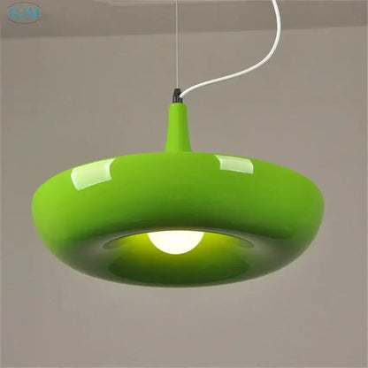 Vibrant lime green glossy acrylic pendant light with modern disc design for babylon garden pot plants decor