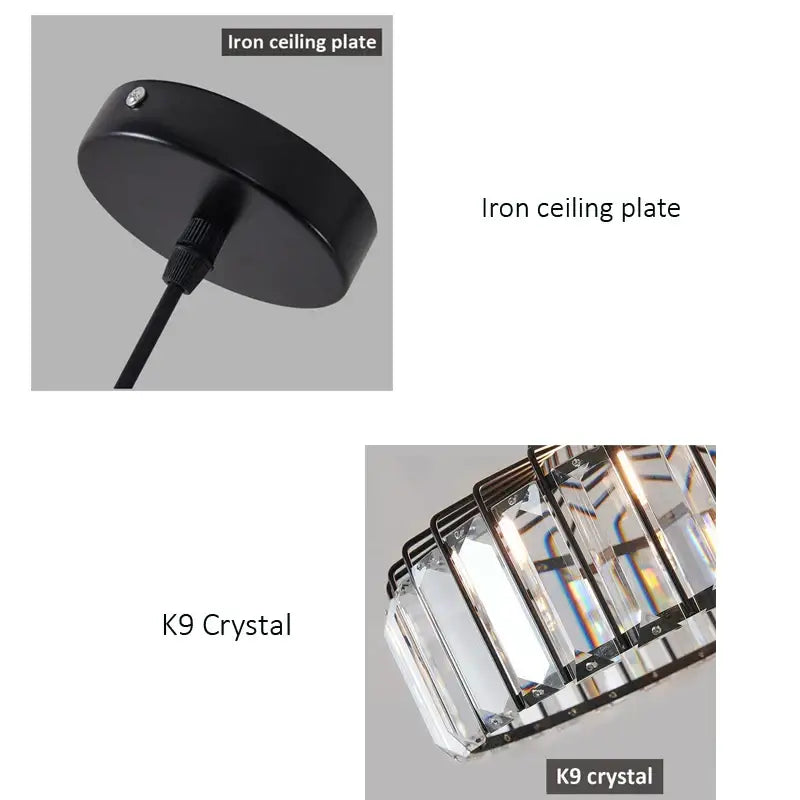 Black iron ceiling plate with central screw for mounting on decorbites crystal kitchen pendant lamp fixture