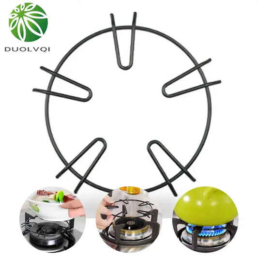 Black metal gas stove pot holder burner rack with six curved prongs for pots and pans by decorbites gas stove