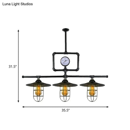 Decorbites™ antiqued black metal pendant lamp with industrial black pipe chandelier ceiling lighting for bar 220v-240v 110v-120v
