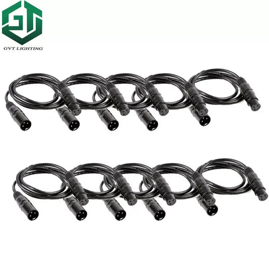Black metallic dmx cable with gvt lighting connectors for stage lighting and stage lighting console use