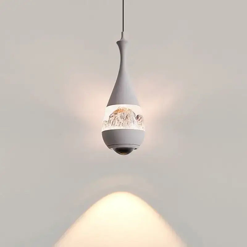 Black mountain glass pendant chandelier in matte gray with mountain design band for elegant dining room decor lighting