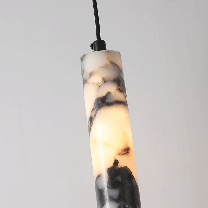 Black Natural Stone Cylinder Pendant Light - Decorbites