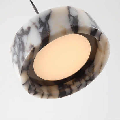 Black Natural Stone Round Pendant Light - Decorbites