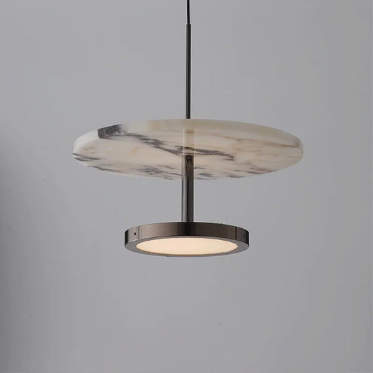 Black Natural Stone Round Pendant Light - Decorbites