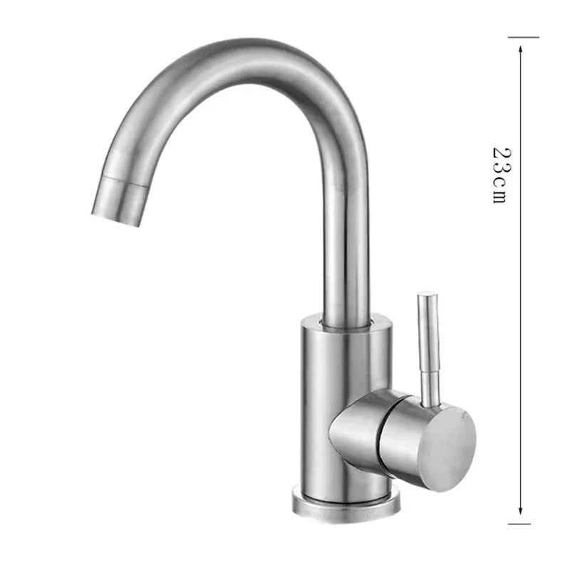Stainless steel single hole kitchen faucet with black nickel finish housing material and sleek curved spout