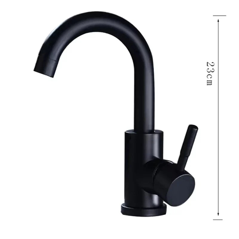 Black matte single handle kitchen faucet with curved spout stainless steel housing material single hole design
