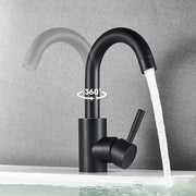 Black nickel bathroom basin faucet with stainless steel housing material single hole design and 360-degree swivel spout