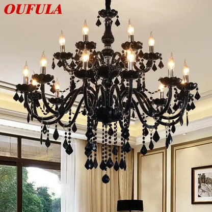 Black ornate crystal pendant chandelier with metal arms and teardrop crystals for living room decorbites crystal pendant