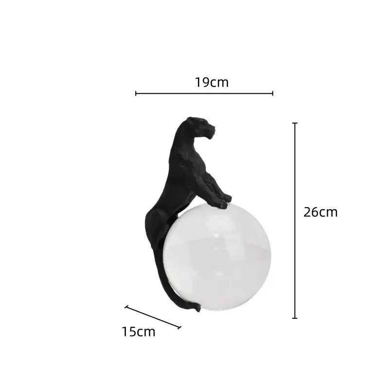 Black panther crystal ball metal animal sculpture on translucent white sphere for living room decorbites crystal ball decor