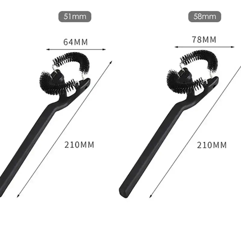Black plastic coffee machine grinder brush with curved bristled head for decorbites coffee machine cleaning tool