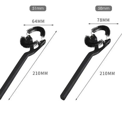 Black plastic coffee machine grinder brush with curved bristled head for decorbites coffee machine cleaning tool