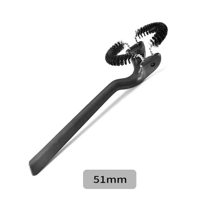 Black plastic coffee machine grinder brush with two coiled wire brushes for decorbites coffee machine cleaning tool
