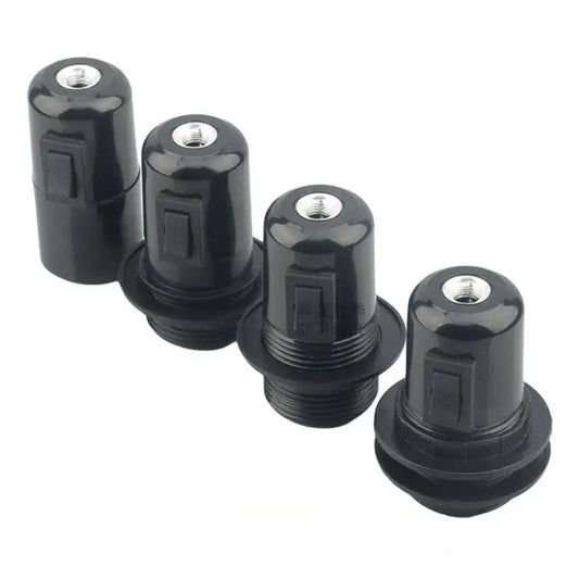 Black plastic e27 socket lamp base with integrated switch and threaded base for bedroom lamp base use