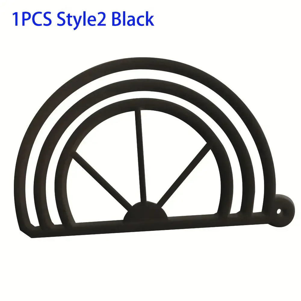 Black plastic hat brim bender wall-mounted rack with concentric arches and small hole for decorbites hat display use