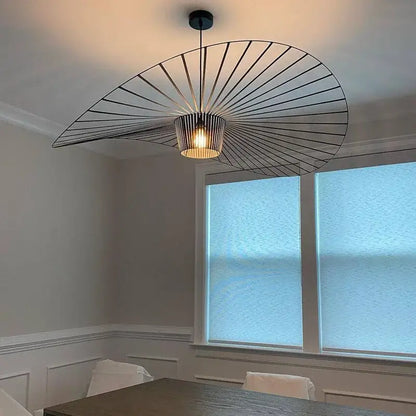 Black rattan hat led chandelier metal ceiling fan with circular radial design and warm-toned light for dining room decorbites black rattan