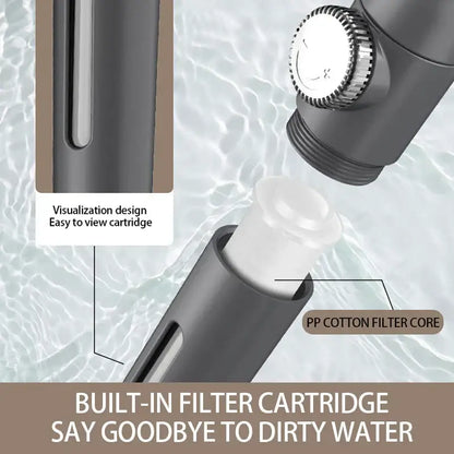 Black and silver decorbites adjustable high pressure shower head with gray faucet and built-in pp cotton filter core