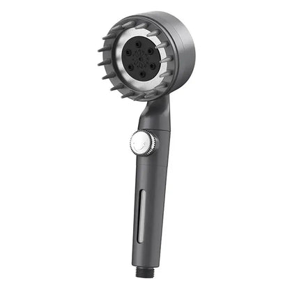 Gray handheld decorbites adjustable high pressure shower head with circular nozzles and textured grip handle