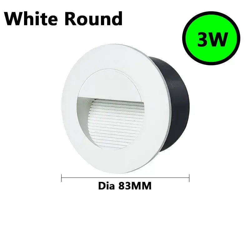White round 3w led recessed light with black backplate for decorbites 3w ip65 waterproof embedded step lights outdoor