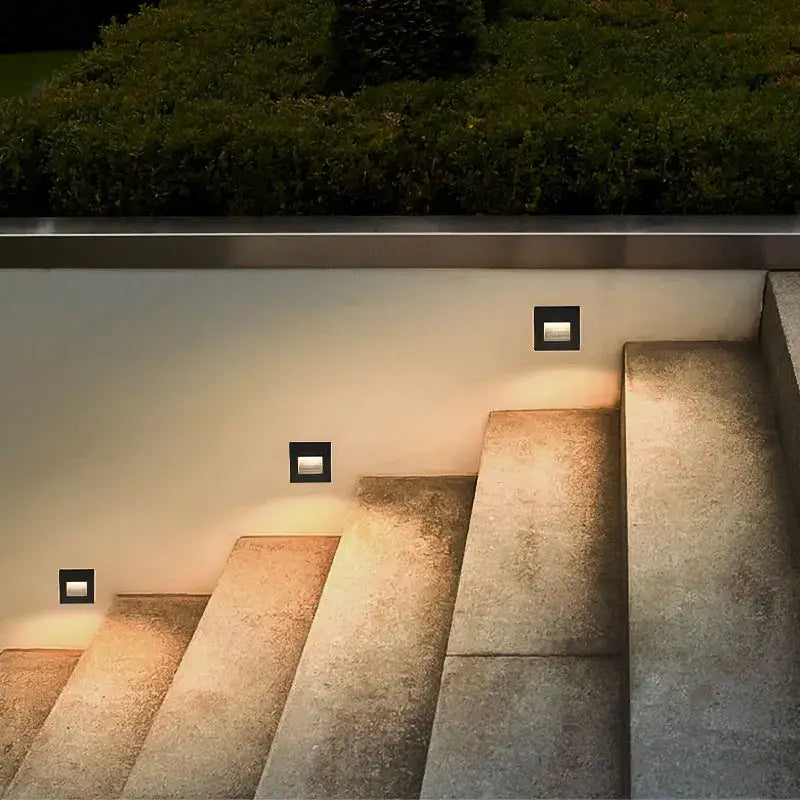 Black square ip65 waterproof embedded step lights with warm white decorbites 3w ip65 illumination for outdoor use