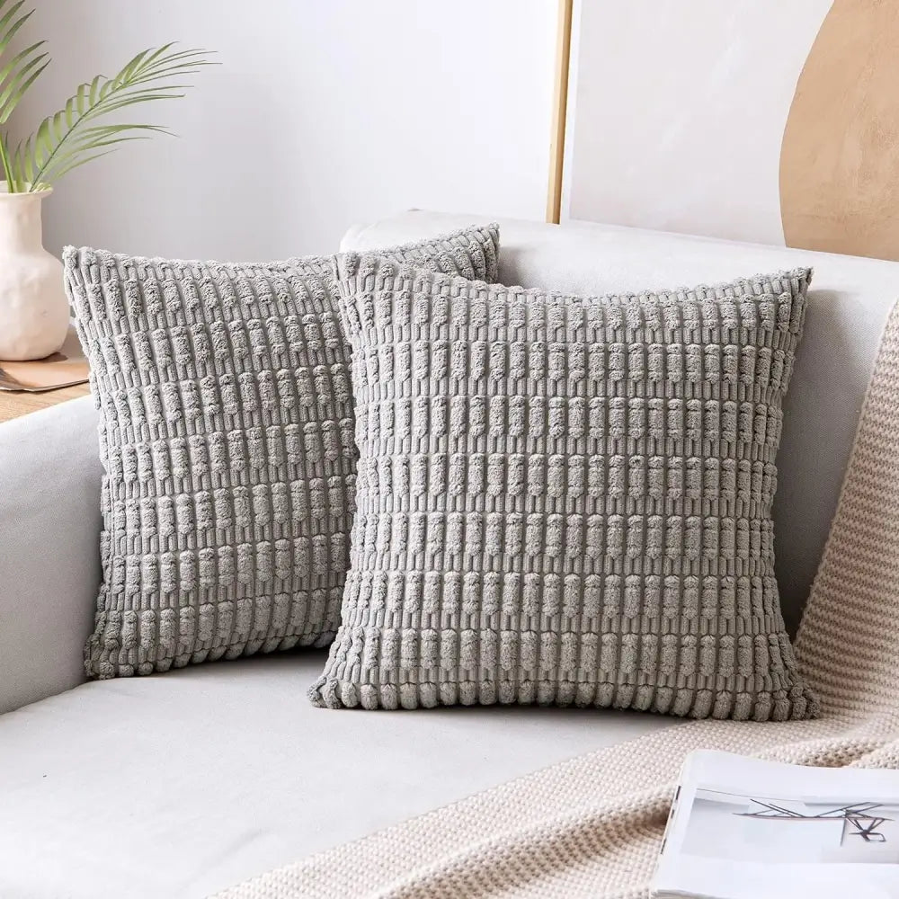Black striped corduroy throw pillow cover with gray ribbed texture for living room decorbites black striped cushion case