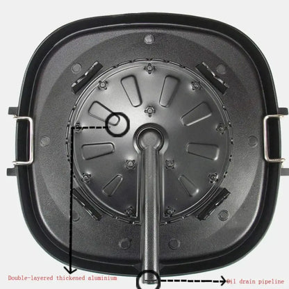 Black double-layered thickened aluminum oil drain pan with handles for korean bbq grill pan kitchen cookware
