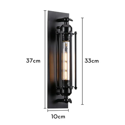 Black vintage industrial wall sconce by decorbites with black metal and clear glass tube housing edison bulb for bedroom decor