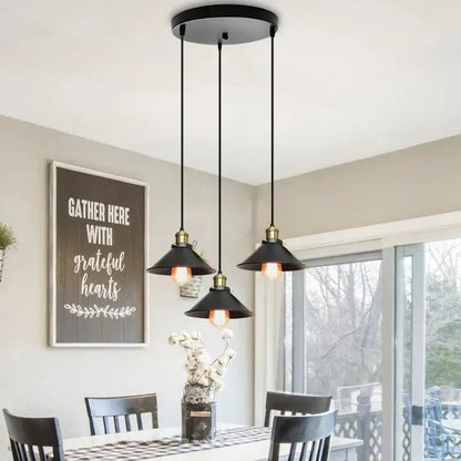 Black Vintage Metal Multi-Head Pendant Light - Decorbites