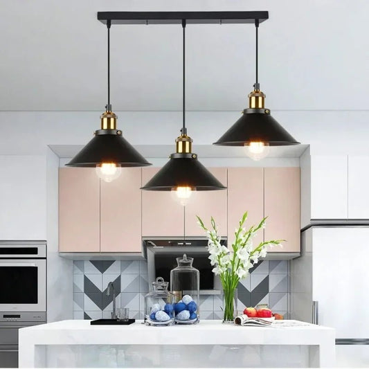 Black Vintage Metal Multi-Head Pendant Light - Decorbites