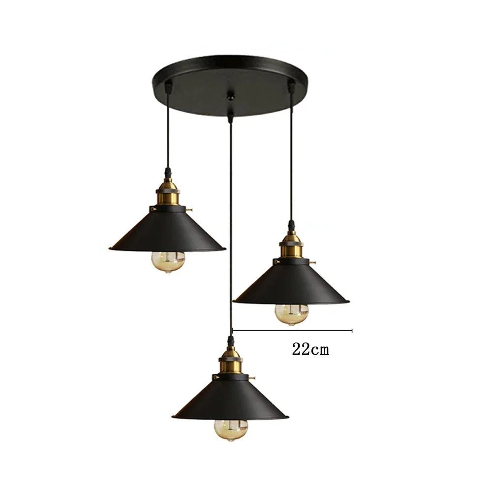 Black Vintage Multi-Head Metal Pendant Light - Decorbites