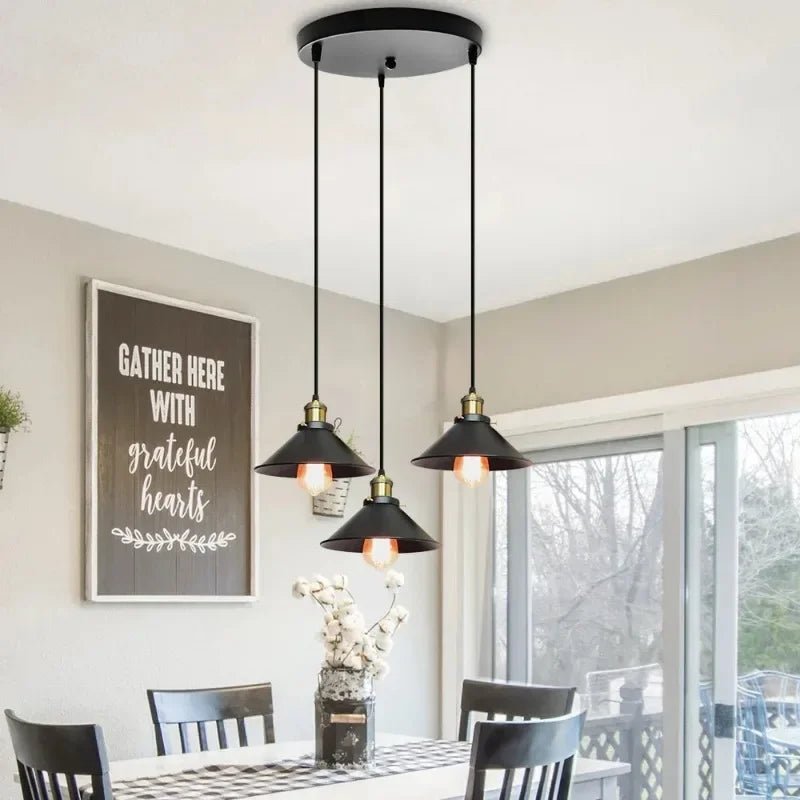 Black Vintage Multi-Head Metal Pendant Light - Decorbites