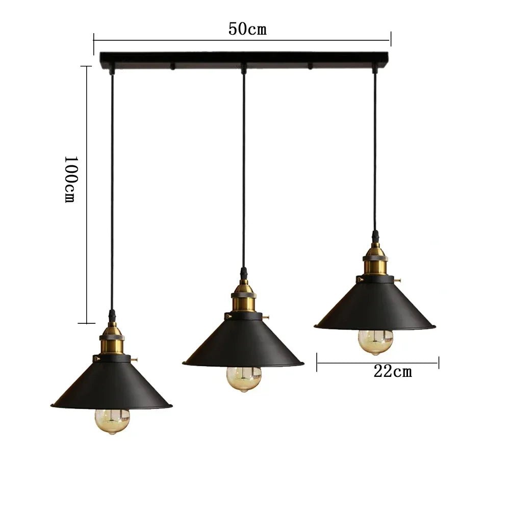 Black Vintage Multi-Head Metal Pendant Light - Decorbites