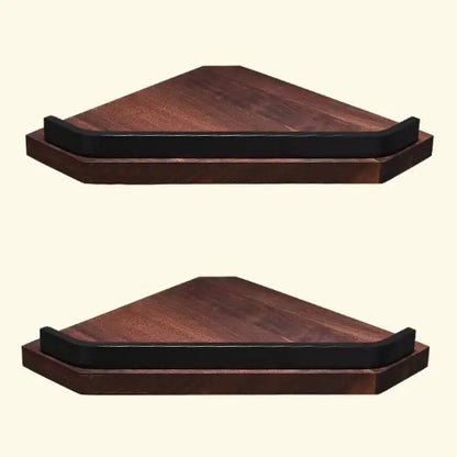 Dark brown wooden corner shelf with black metal trim from decorbites black walnut bathroom set for stylish storage