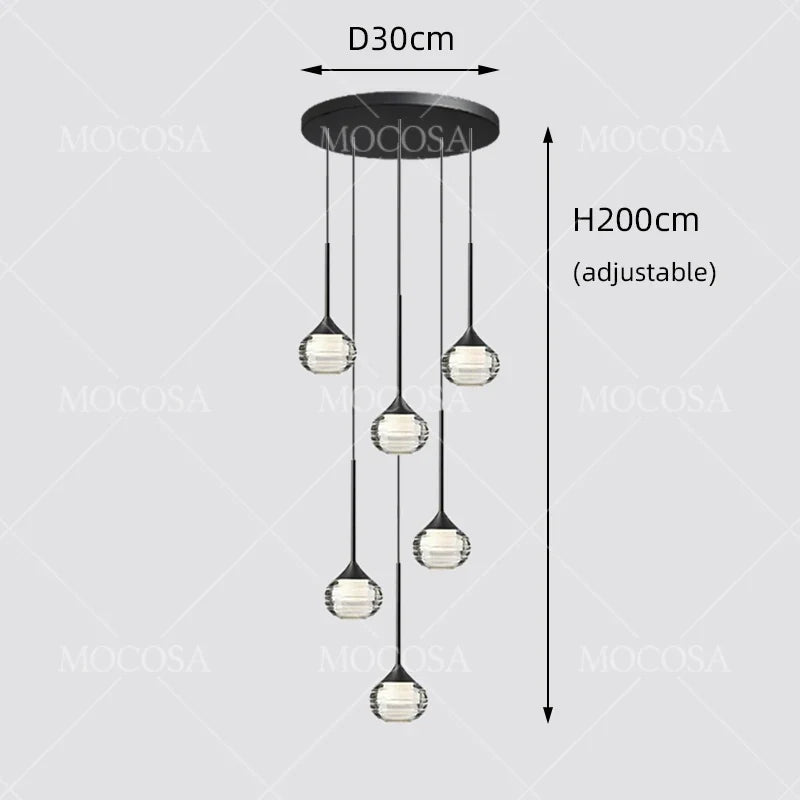 Black Water Drop Acrylic LED Pendant Light - Decorbites
