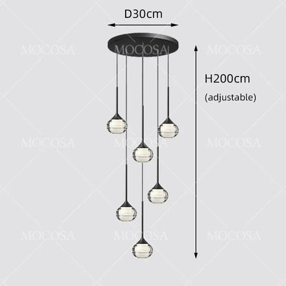 Black Water Drop Acrylic LED Pendant Light - Decorbites