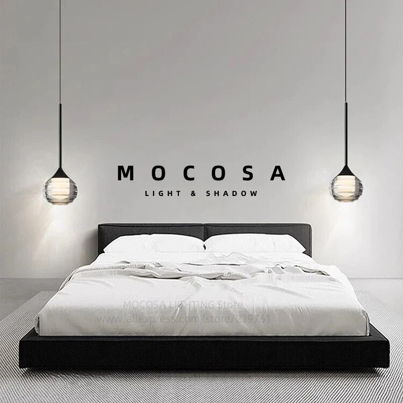 Black Water Drop Acrylic LED Pendant Light - Decorbites